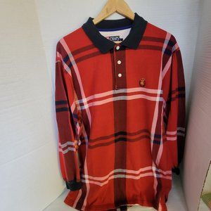 Vintage 90s Chaps Ralph Lauren Rugby Shirt Bright Plaid Logo Sweater Cotton L